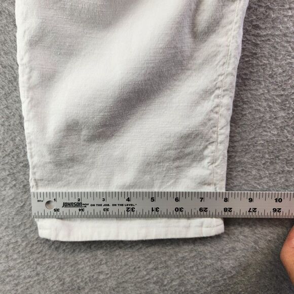 Frank Eileen Pants Womens 2 White Kinsale Cropped Ankle Linen Blend Stretch - Picture 10 of 15